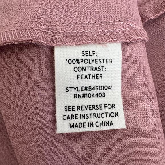 Blu Pepper Pink Satin Slip Midi Dress Faux Feather Trim NWT Medium - Picture 10 of 12